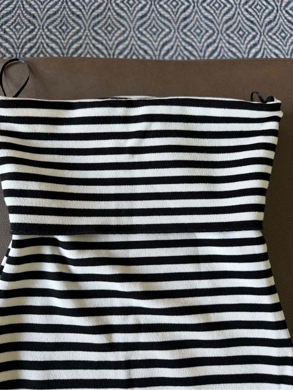 Abercrombie & Fitch Black and White Strapless Maxi Dress